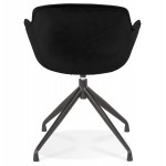Design-Stuhl mit schwarzen Metallfuß-Samt-Armlehnen KOHANA (schwarz)