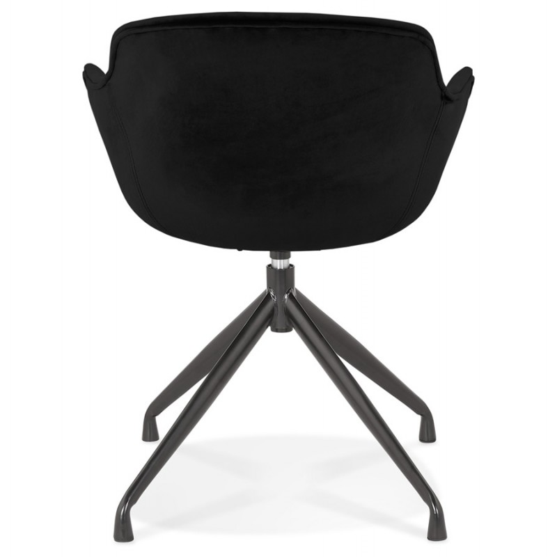 Chaise design avec accoudoirs en velours pieds métal noirs KOHANA (noir) - image 62645