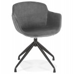 Design-Stuhl mit Armlehnen aus schwarzem Metallfußsamt KOHANA (grau)