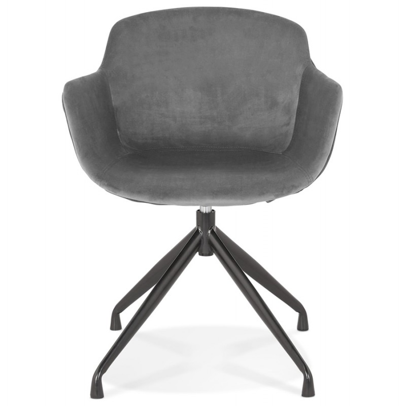 Design-Stuhl mit Armlehnen aus schwarzem Metallfußsamt KOHANA (grau) - image 62651