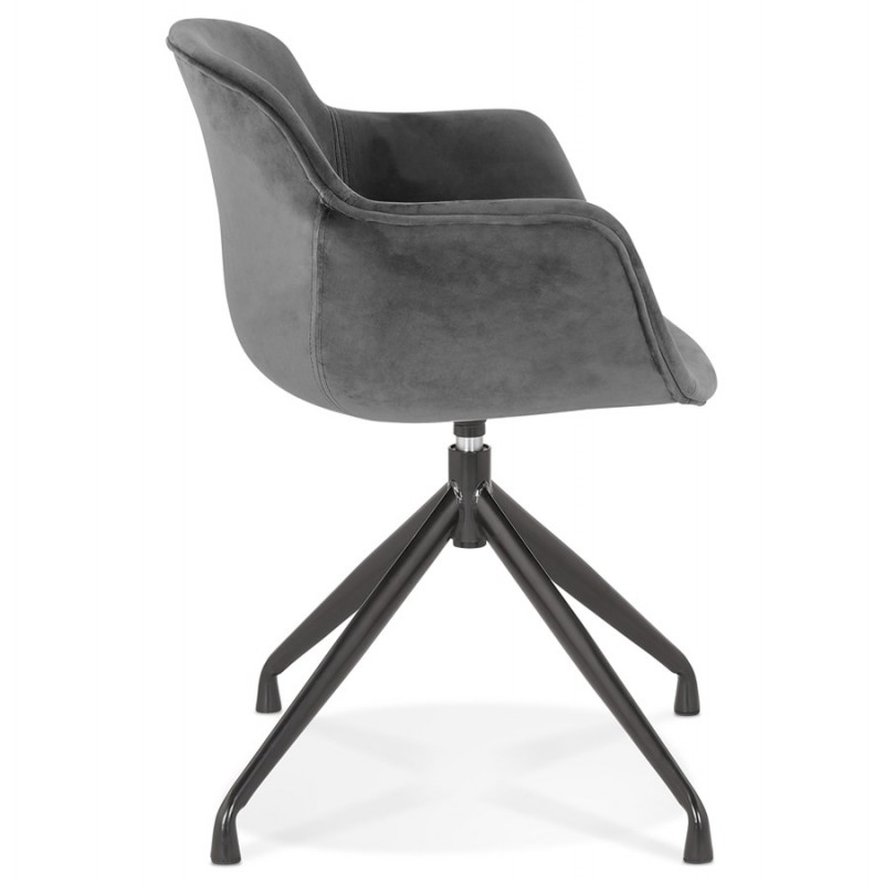 Chaise design avec accoudoirs en velours pieds métal noirs KOHANA (gris) - image 62652