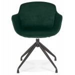 Design-Stuhl mit schwarzen Metallfuß-Samt-Armlehnen KOHANA (grün)