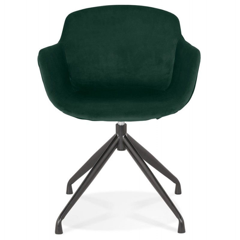 Chaise design avec accoudoirs en velours pieds métal noirs KOHANA (vert) - image 62660