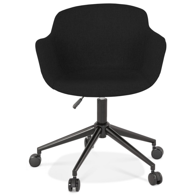 Chaise de bureau sur roulettes en tissu pieds métal noirs ALARIC (noir) - image 62669