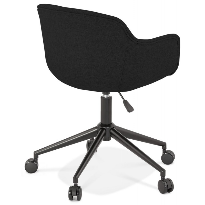Chaise de bureau sur roulettes en tissu pieds métal noirs ALARIC (noir) - image 62671