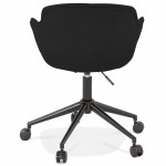 Chaise de bureau sur roulettes en tissu pieds métal noirs ALARIC (noir)