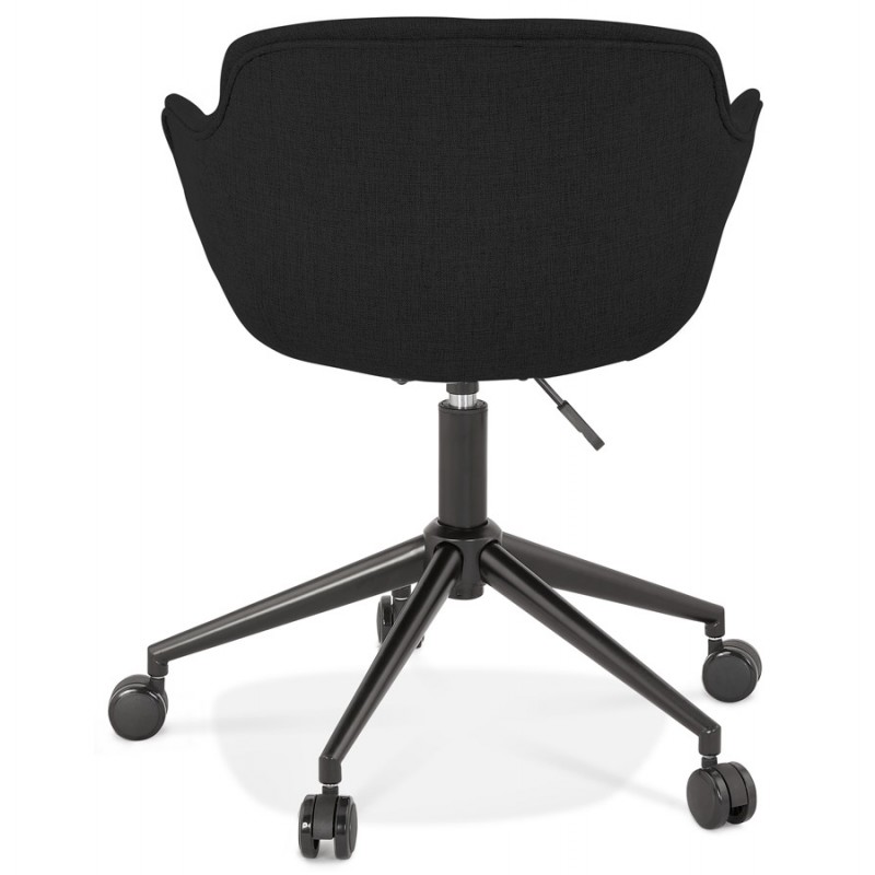 Chaise de bureau sur roulettes en tissu pieds métal noirs ALARIC (noir) - image 62672