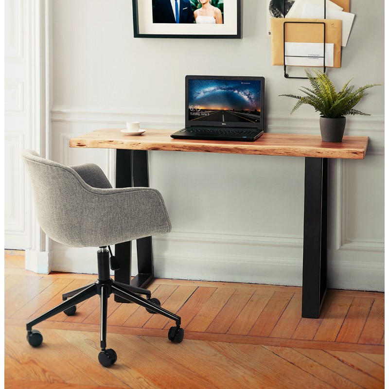 Chaise de bureau sur roulettes en tissu pieds métal noirs ALARIC (gris) - image 62696