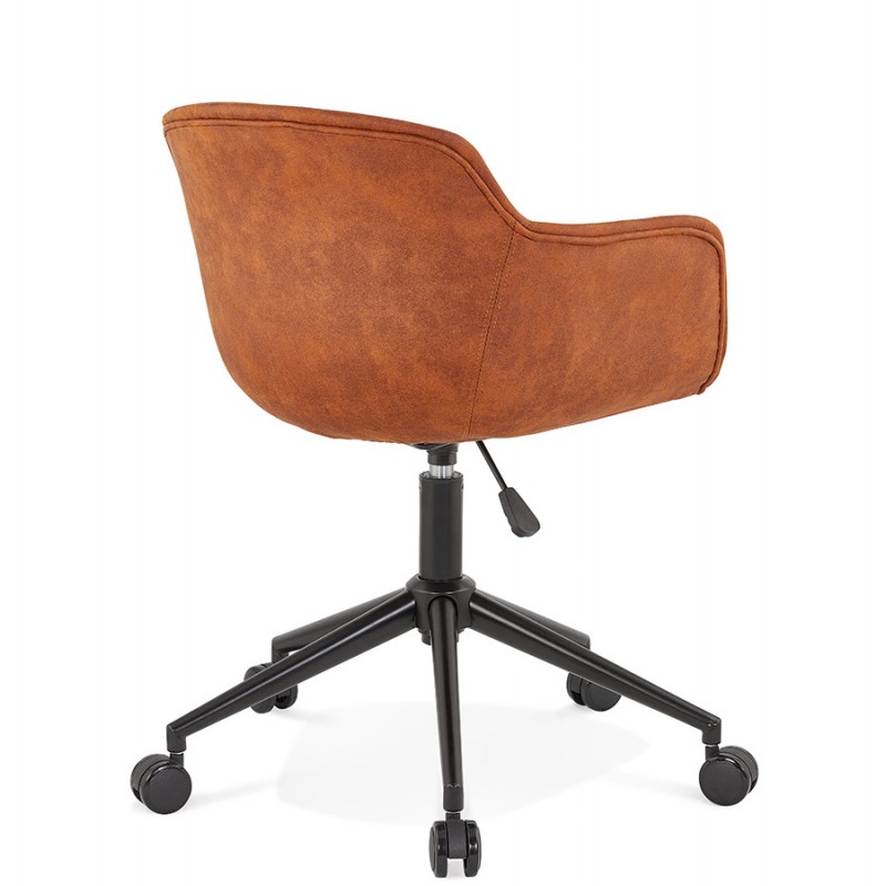 Chaise de bureau sur roulettes en microfibre pieds métal noirs LEOPOLD (marron) - image 62700
