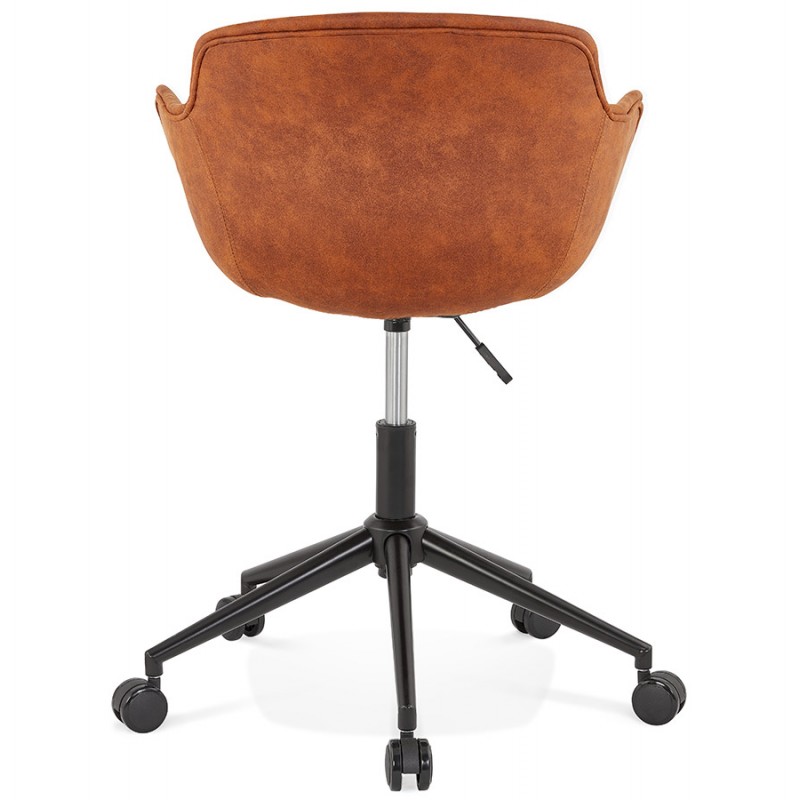 Chaise de bureau sur roulettes en microfibre pieds métal noirs LEOPOLD (marron) - image 62706