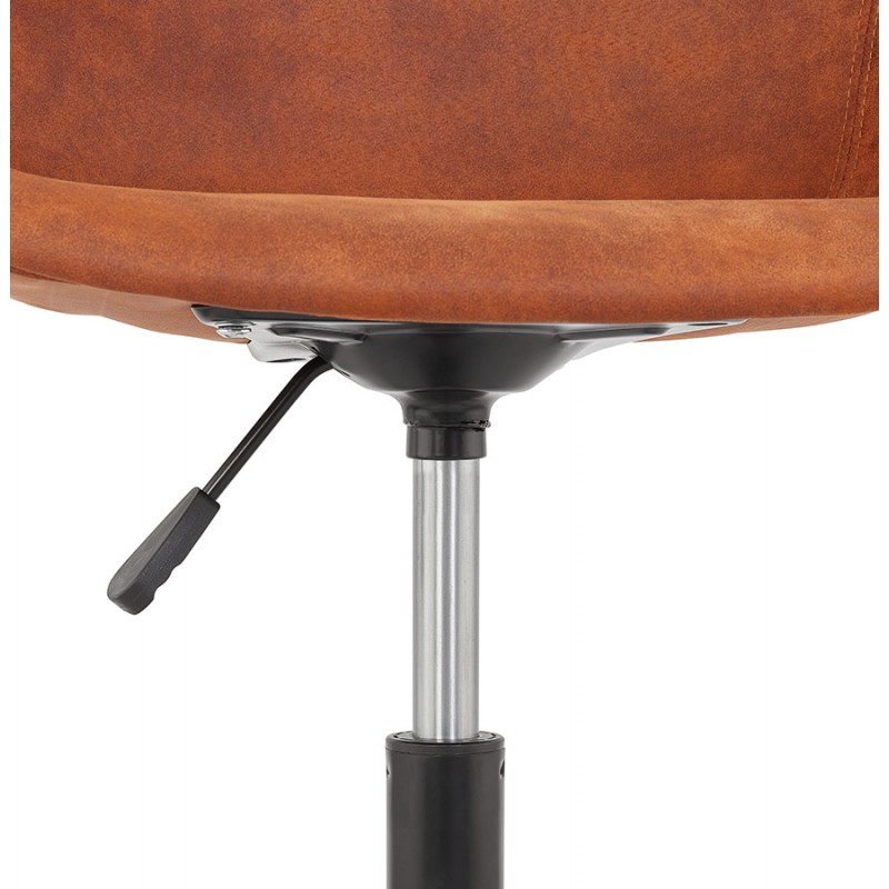 Chaise de bureau sur roulettes en microfibre pieds métal noirs LEOPOLD (marron) - image 62710