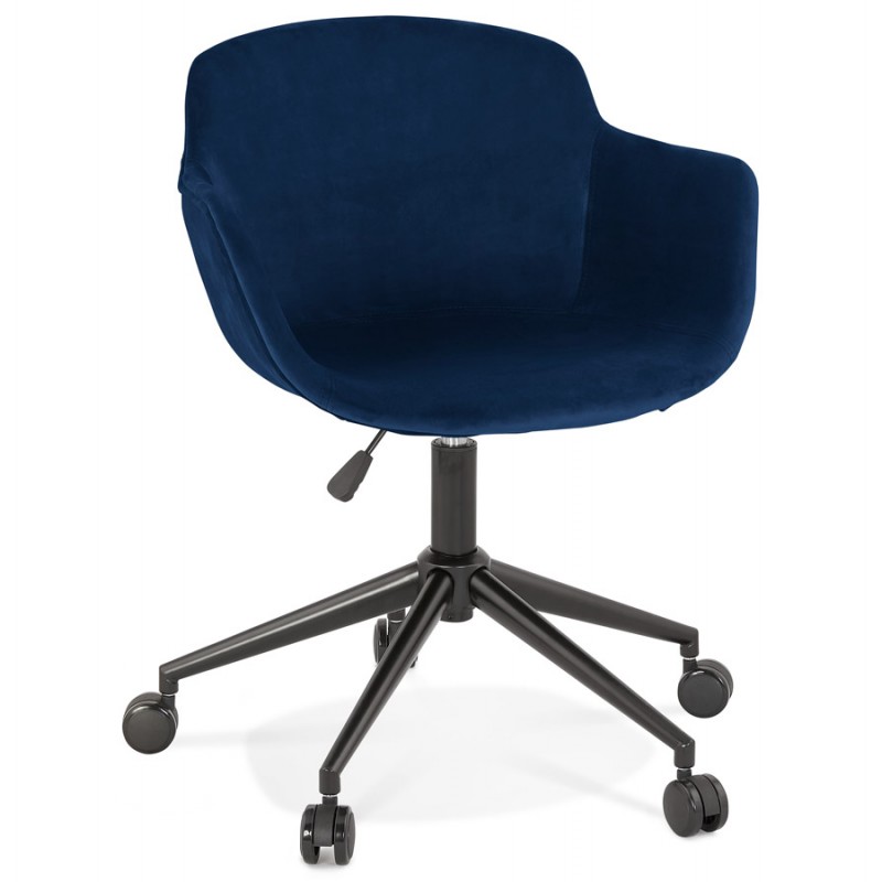 Chaise de bureau sur roulettes en velours pieds métal noirs CEYLAN (bleu) - image 62711