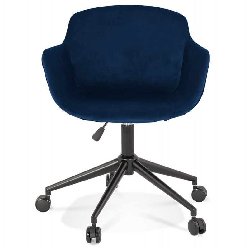 Office chair on wheels in black metal velvet feet CEYLON (blue) - image 62712