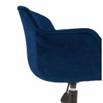 Chaise de bureau sur roulettes en velours pieds métal noirs CEYLAN (bleu)