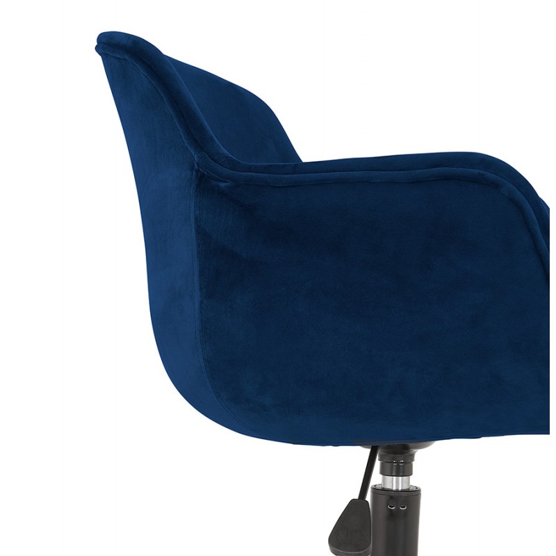 Chaise de bureau sur roulettes en velours pieds métal noirs CEYLAN (bleu) - image 62716