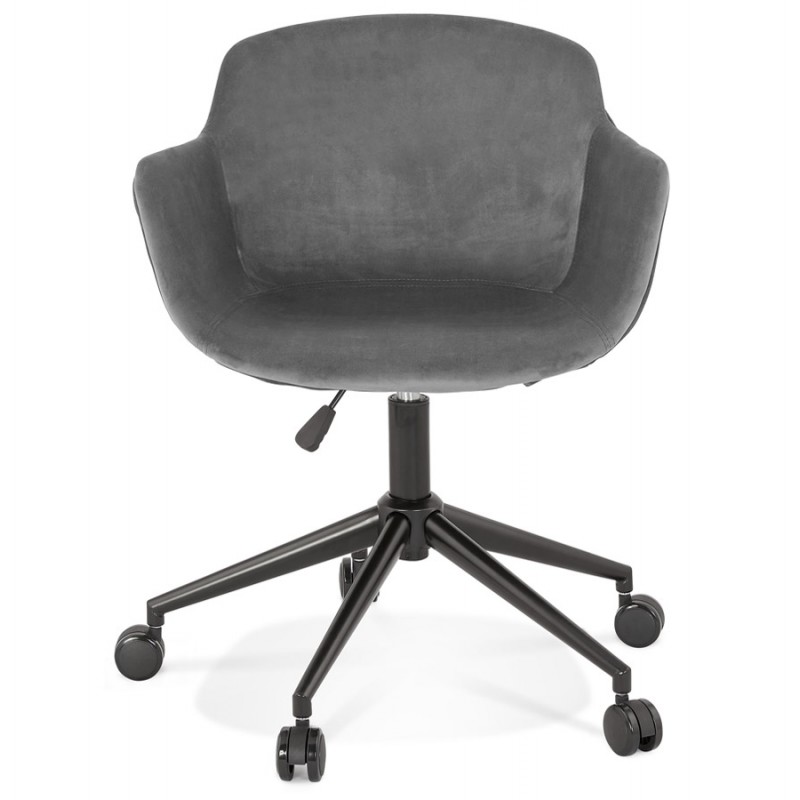 Bürostuhl auf Rädern aus schwarzem Metall mit Samtfüßen CEYLON (grau) - image 62732