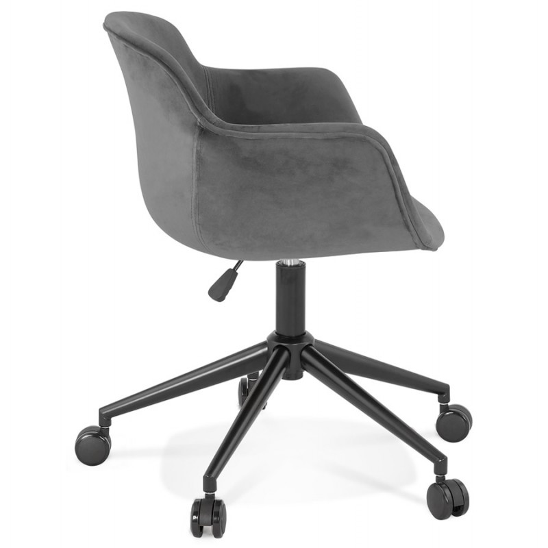 Bürostuhl auf Rädern aus schwarzem Metall mit Samtfüßen CEYLON (grau) - image 62733