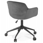 Chaise de bureau sur roulettes en velours pieds métal noirs CEYLAN (gris)