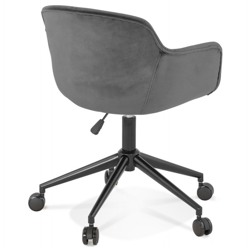 Bürostuhl auf Rädern aus schwarzem Metall mit Samtfüßen CEYLON (grau) - image 62734