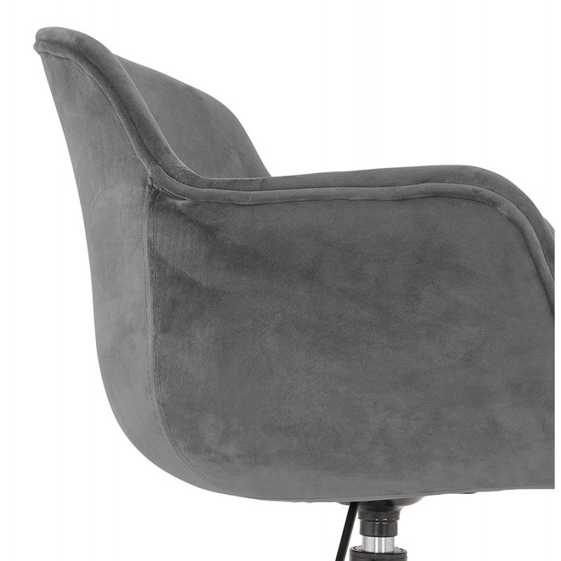 Bürostuhl auf Rädern aus schwarzem Metall mit Samtfüßen CEYLON (grau) - image 62736