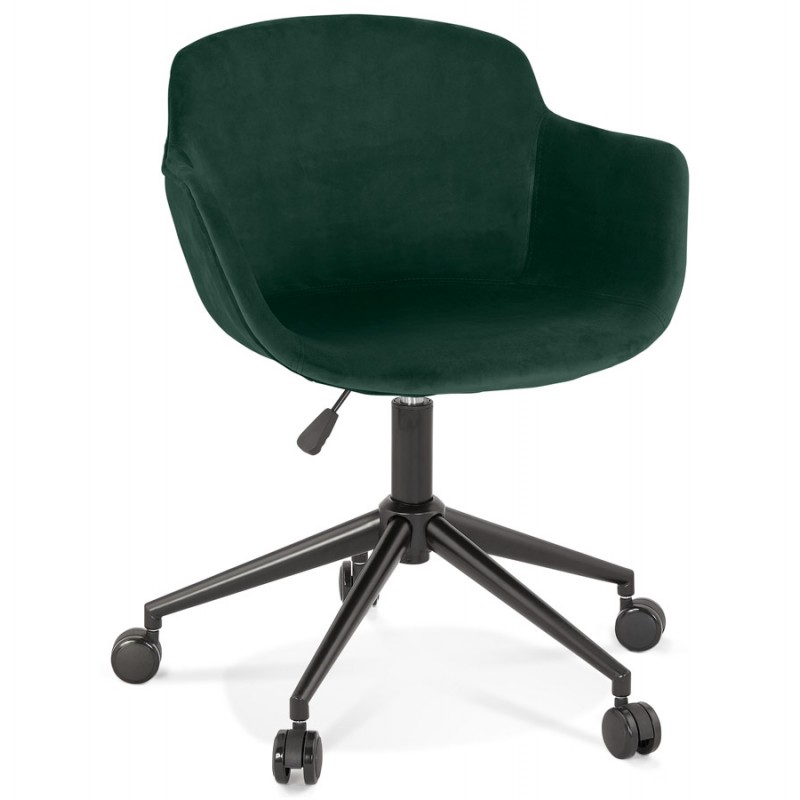 Linee pulite per questa sedia da ufficio girevole in velluto verde