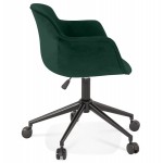 Chaise de bureau sur roulettes en velours pieds métal noirs CEYLAN (vert)