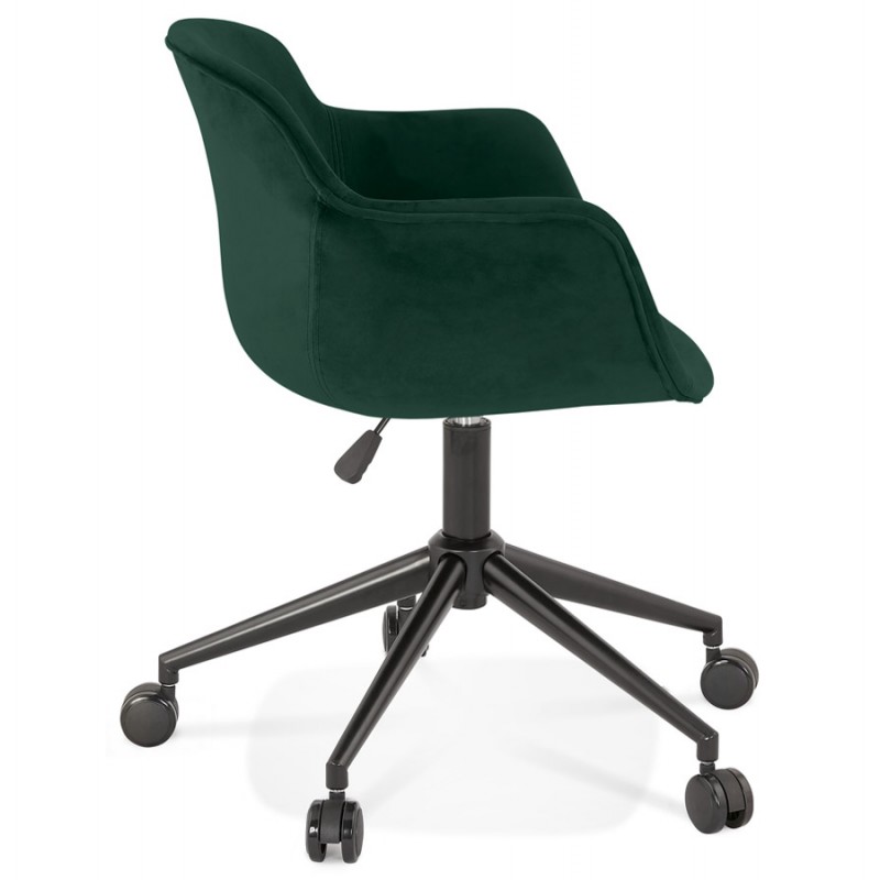Chaise de bureau sur roulettes en velours pieds métal noirs CEYLAN (vert) - image 62743