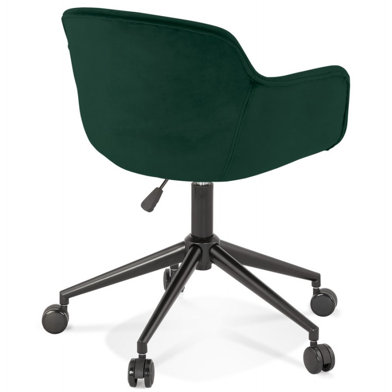 Sedia da ufficio su ruote con piedini in velluto metallo nero CEYLON (verde) - image 62744