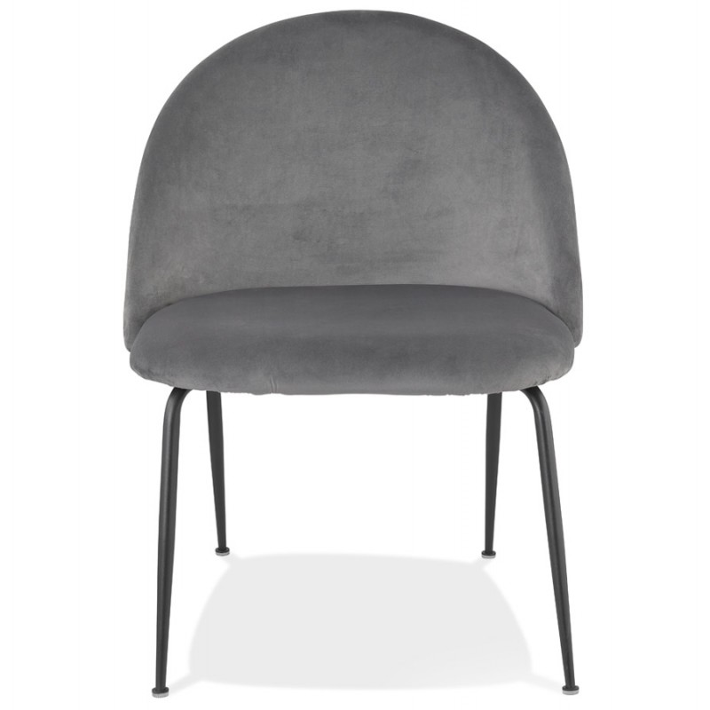 Fauteuil lounge design en velours et pieds e métal noir ARTHUS (gris) - image 62765