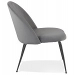 Fauteuil lounge design en velours et pieds e métal noir ARTHUS (gris)