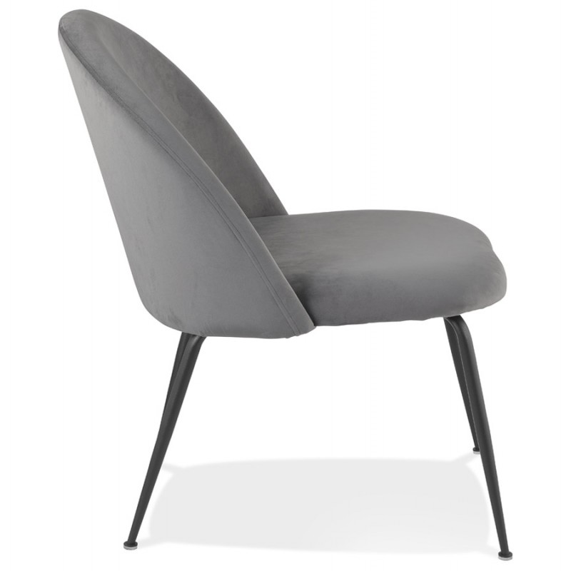Design lounge armchair in velvet and legs e black metal ARTHUS (gray) - image 62766