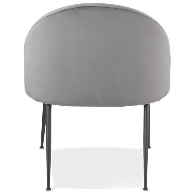 Poltrona lounge di design in velluto e gambe e metallo nero ARTHUS (grigio) - image 62768