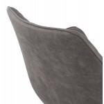Chaise avec accoudoirs en microfibre pieds métal noirs LENO (gris foncé)