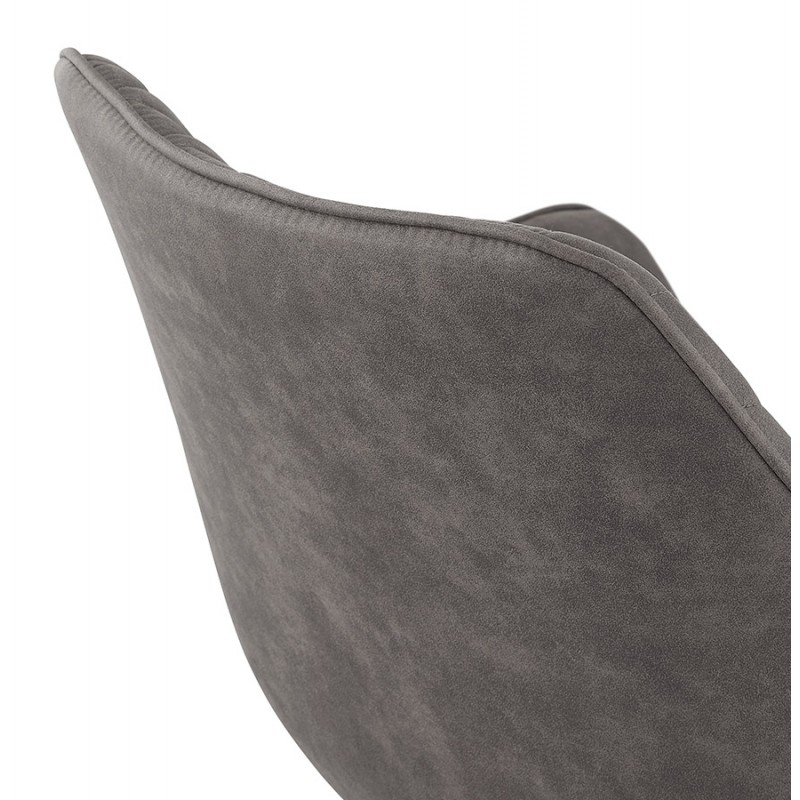 Chaise avec accoudoirs en microfibre pieds métal noirs LENO (gris foncé) - image 62783