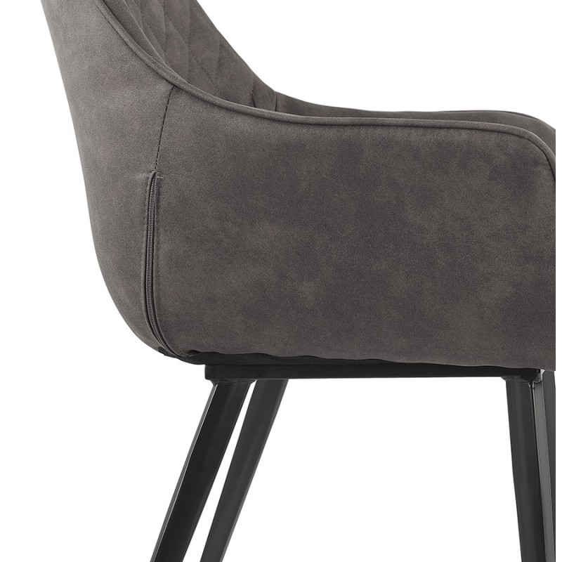 Chaise avec accoudoirs en microfibre pieds métal noirs LENO (gris foncé) - image 62784