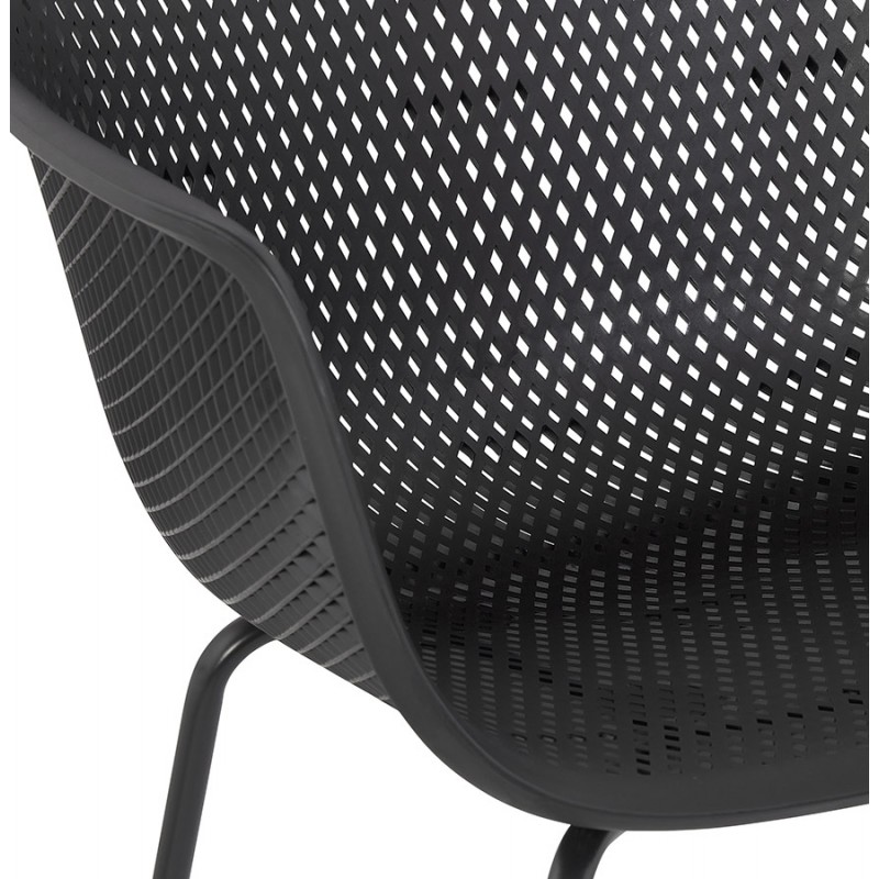 Chaise avec accoudoirs en métal Intérieur-Extérieur pieds métal noirs MACEO (noir) - image 62806