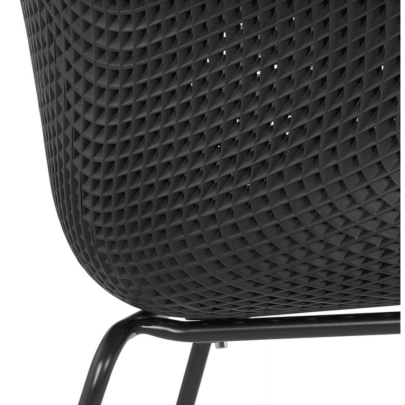 Stuhl mit Metallarmlehnen Indoor-Outdoor schwarze Metallfüße MACEO (schwarz) - image 62810