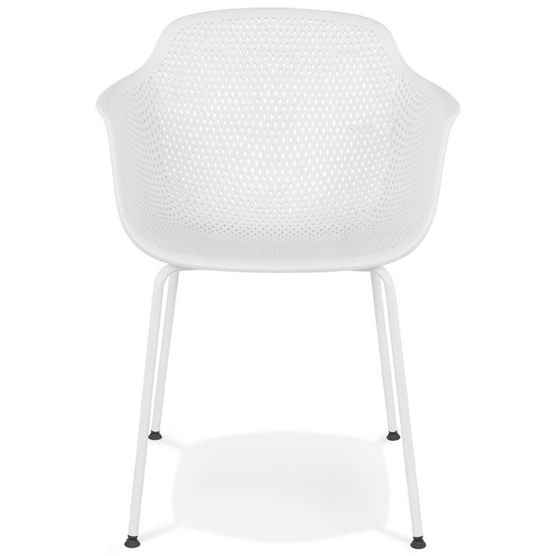 Stuhl mit Armlehnen aus Metall Indoor-Outdoor weiße Metallfüße MACEO (weiß) - image 62815