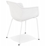 Chair with metal armrests Indoor-Outdoor white metal feet MACEO (white)