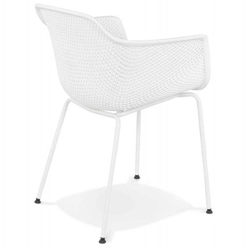 Chair with metal armrests Indoor-Outdoor white metal feet MACEO (white) - image 62817