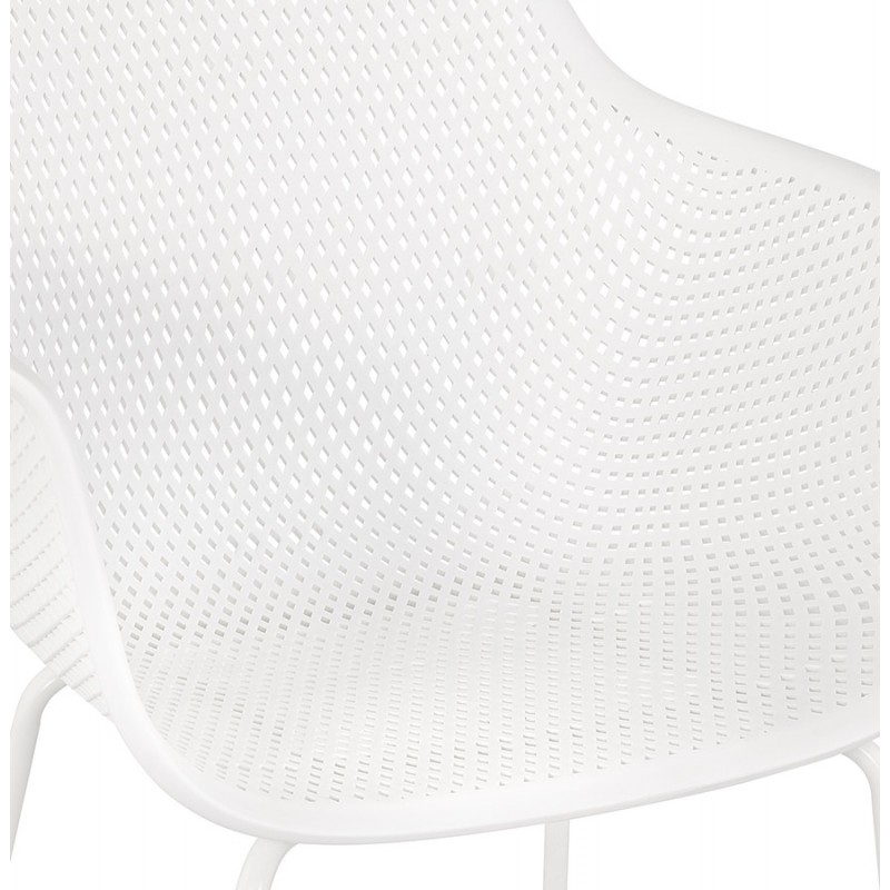Chair with metal armrests Indoor-Outdoor white metal feet MACEO (white) - image 62819