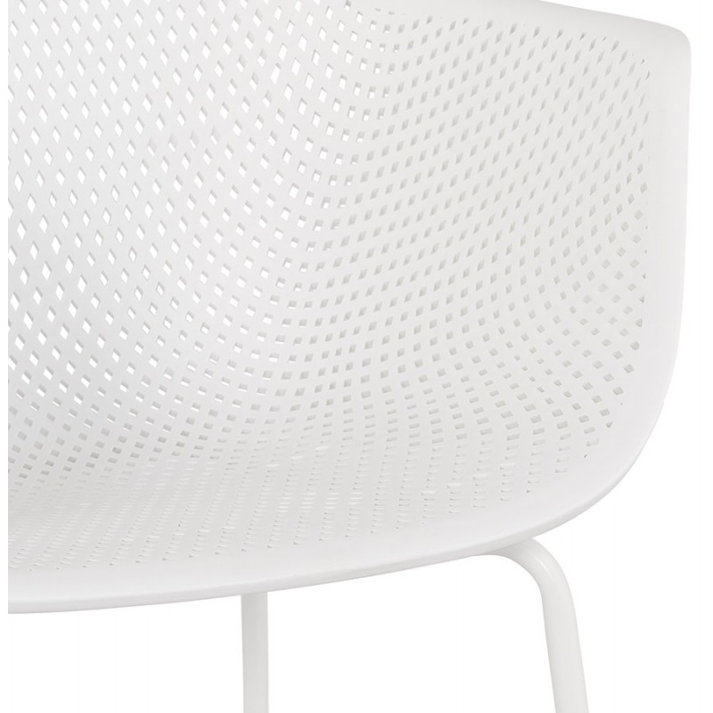 Stuhl mit Armlehnen aus Metall Indoor-Outdoor weiße Metallfüße MACEO (weiß) - image 62820