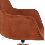 Chaise avec accoudoirs en microfibre pieds bois naturel AUXENCE (marron)