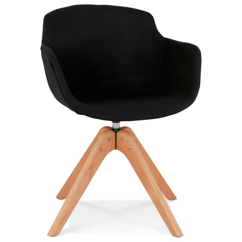 Chaise avec accoudoirs en tissu pieds bois naturel STANIS (noir) - image 62838