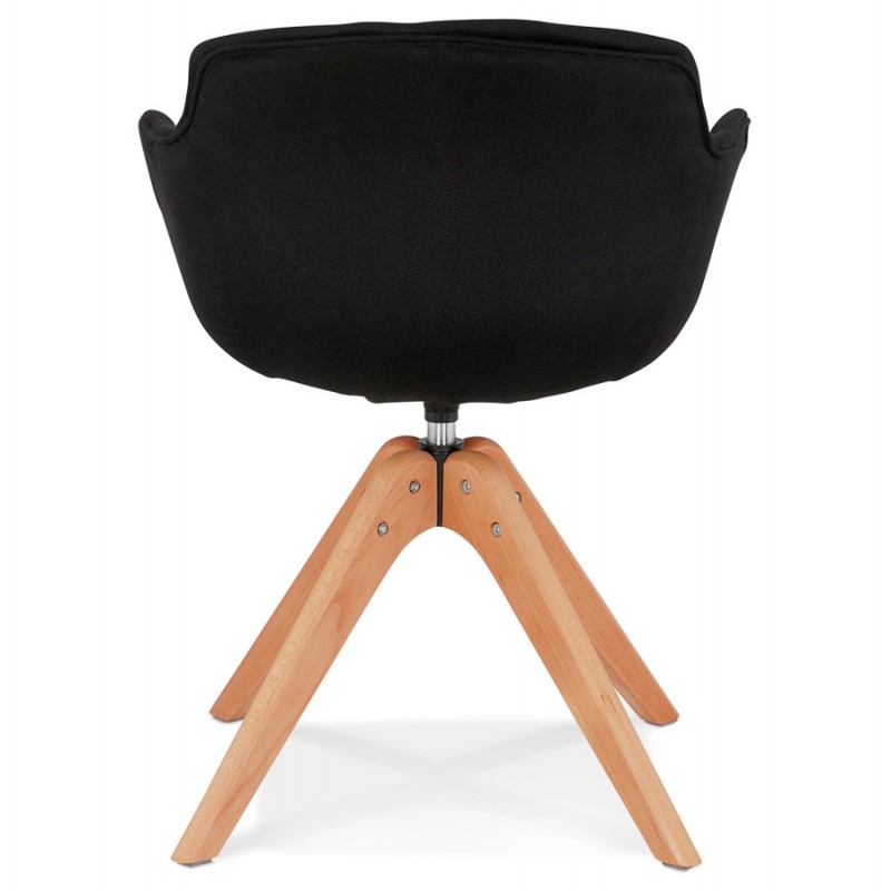 Chaise avec accoudoirs en tissu pieds bois naturel STANIS (noir) - image 62842