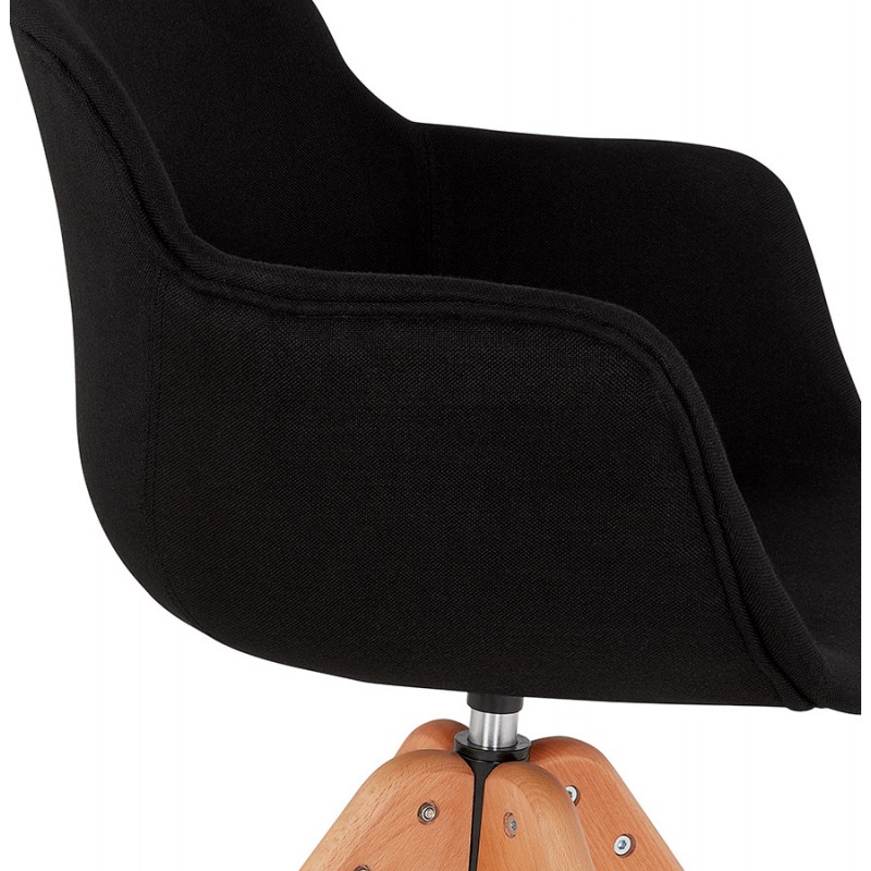 Chair with armrests in natural wood foot fabric STANIS (black) - image 62845