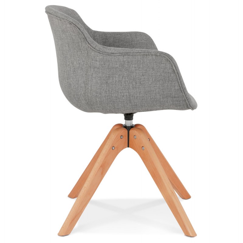 Chaise avec accoudoirs en tissu pieds bois naturel STANIS (gris) - image 62850