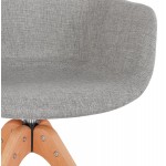 Sedia con braccioli in piedini in tessuto legno naturale STANIS (grigio)