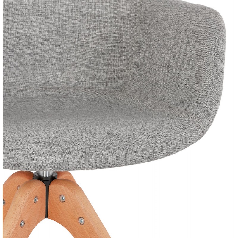 Sedia con braccioli in piedini in tessuto legno naturale STANIS (grigio) - image 62854