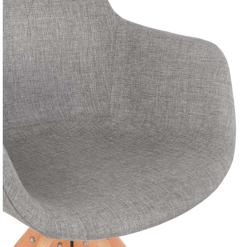 Sedia con braccioli in piedini in tessuto legno naturale STANIS (grigio) - image 62855